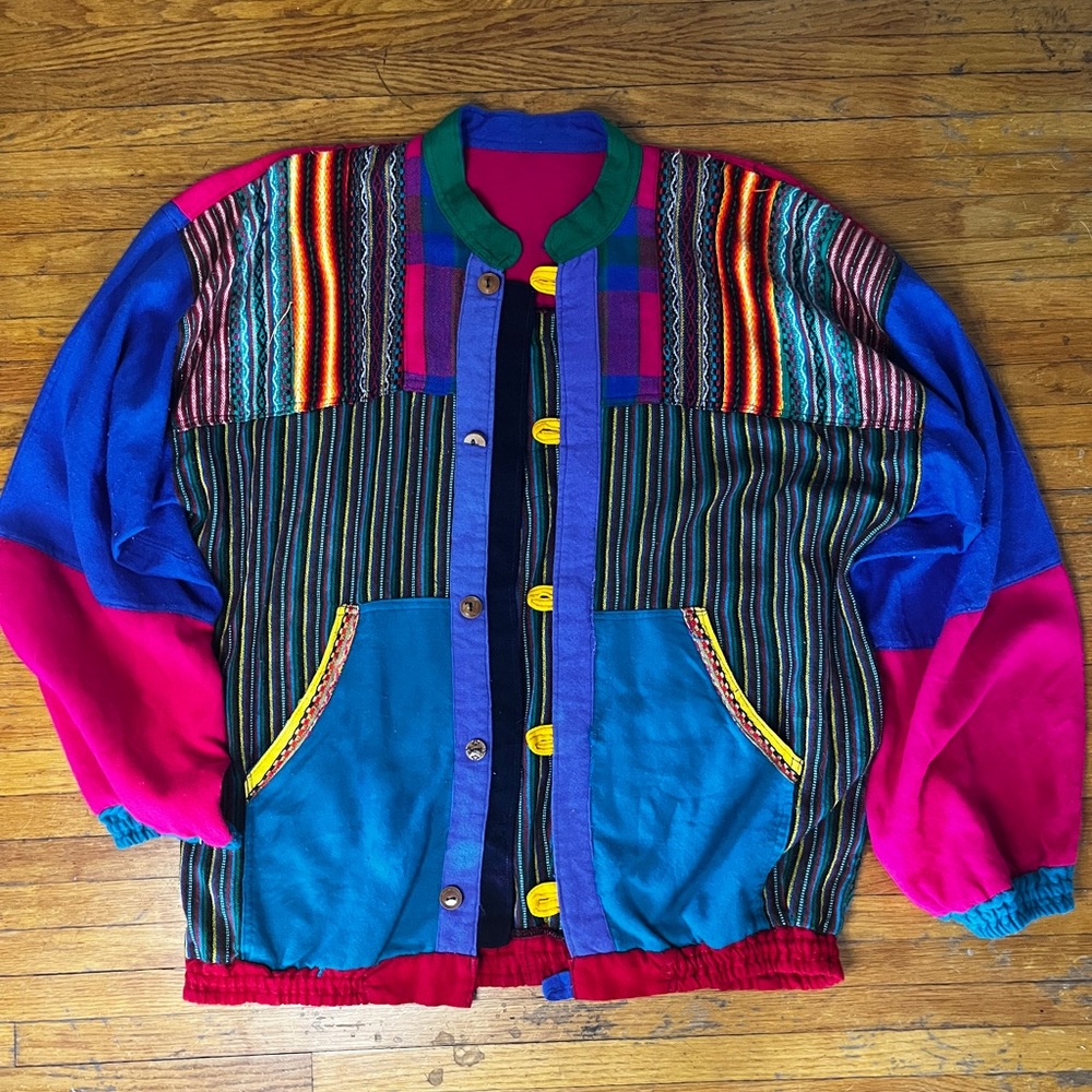 Vintage Guatemalan Patchwork Jacket In Vibrant Co… - image 4